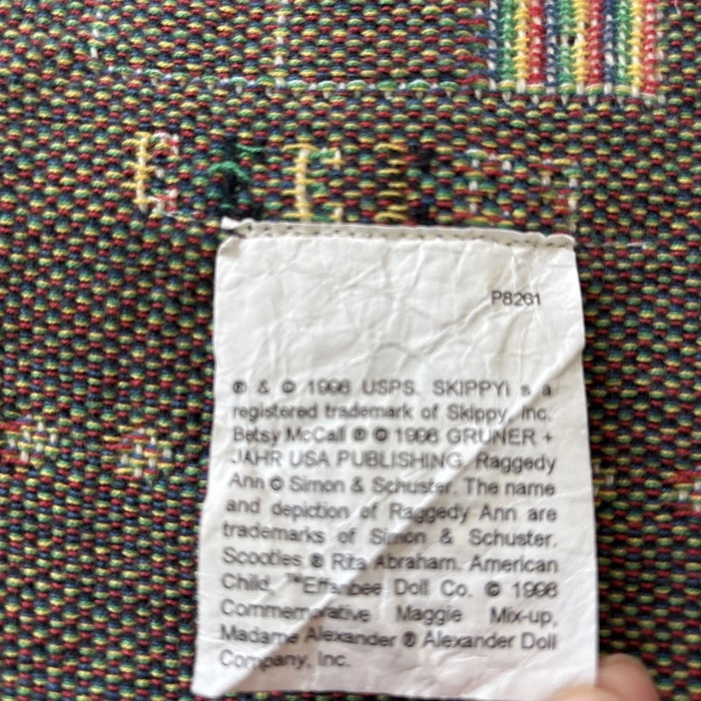 Vtg USPS 1990s Classic American Dolls Tapestry Blanket Collectible Fringe 68x51